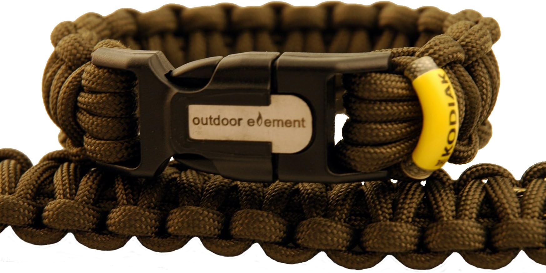 OUTDOOR ELEMENTKodiak Survival Bracelet - Fire-Starter, Survival Paracord, Tinder, Fishing Line and Hook
