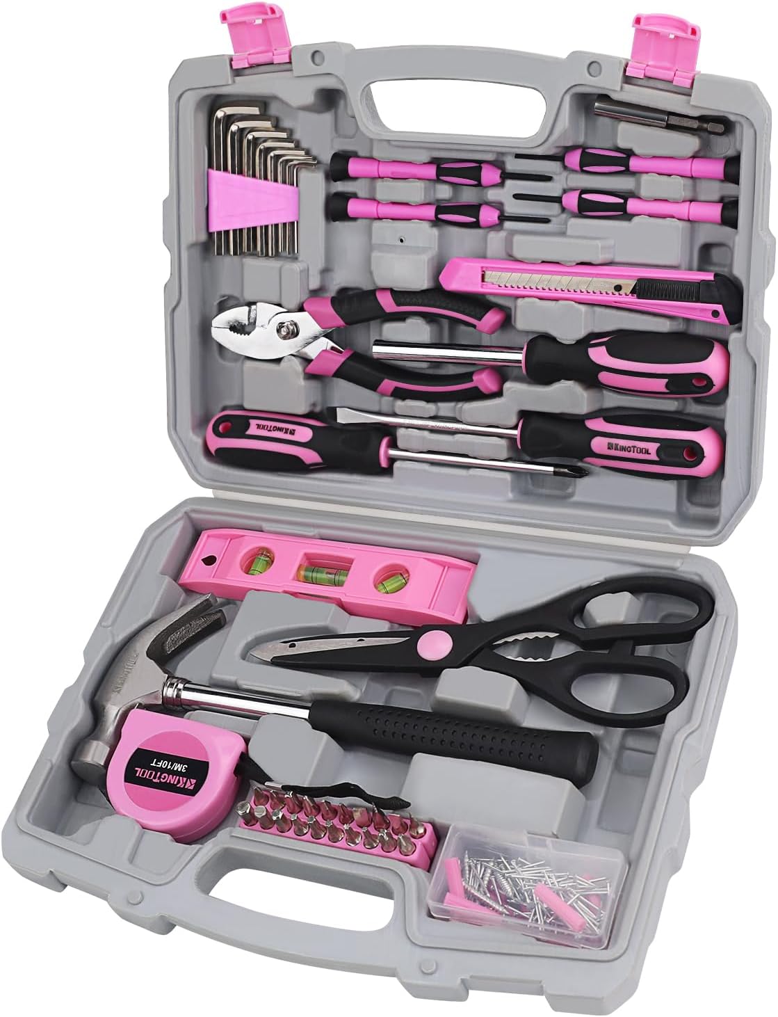 KingTool149-Piece Pink Tool Kit - Basic Home Repair Tool Set, Small Tool Kit with Plastic Toolbox, Perfect for Women, Office & College Repairs