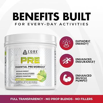 Core Nutritionals Essential Pre Workout, Fruit Punch, 30 Servings