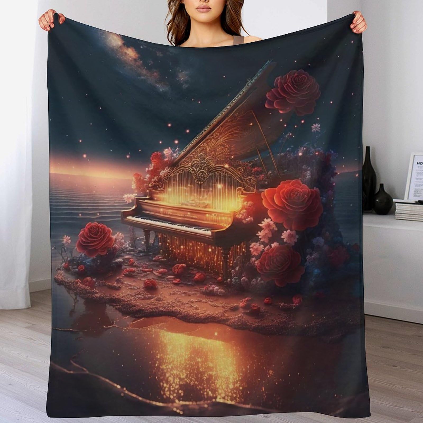Couverture polaire piano chaude flannel douce jetet de canape