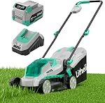 Tondeuse à gazon sans fil Litheli de 13 pouces, 5 hauteurs d'ajustement, tondeuses électriques U20 Series 20V pour jardin, cour et ferme, légère avec moteur sans balais, batterie portable de 4,0Ah incluse.
