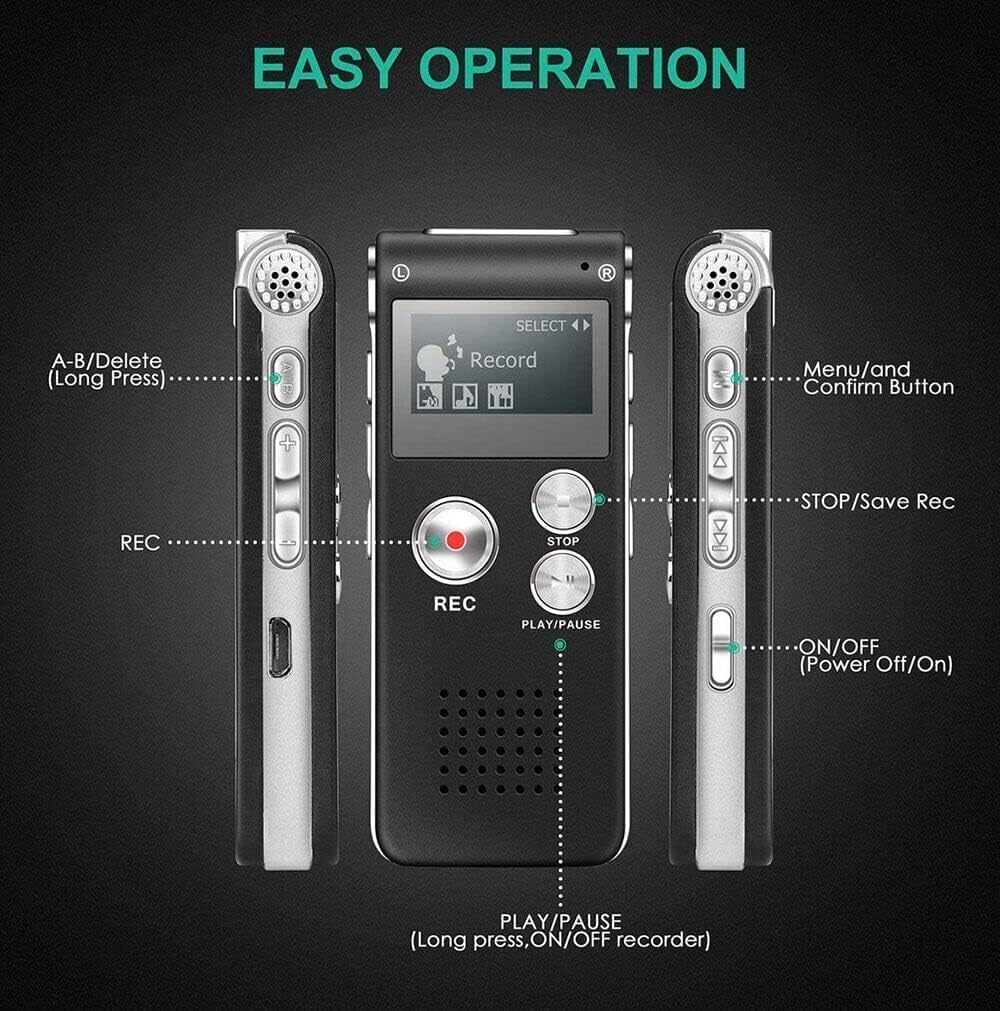 TEAMWILL Paranormal Ghost Hunting Equipment Digital EVP Voice Activated Recorder USB New (64GB Black)