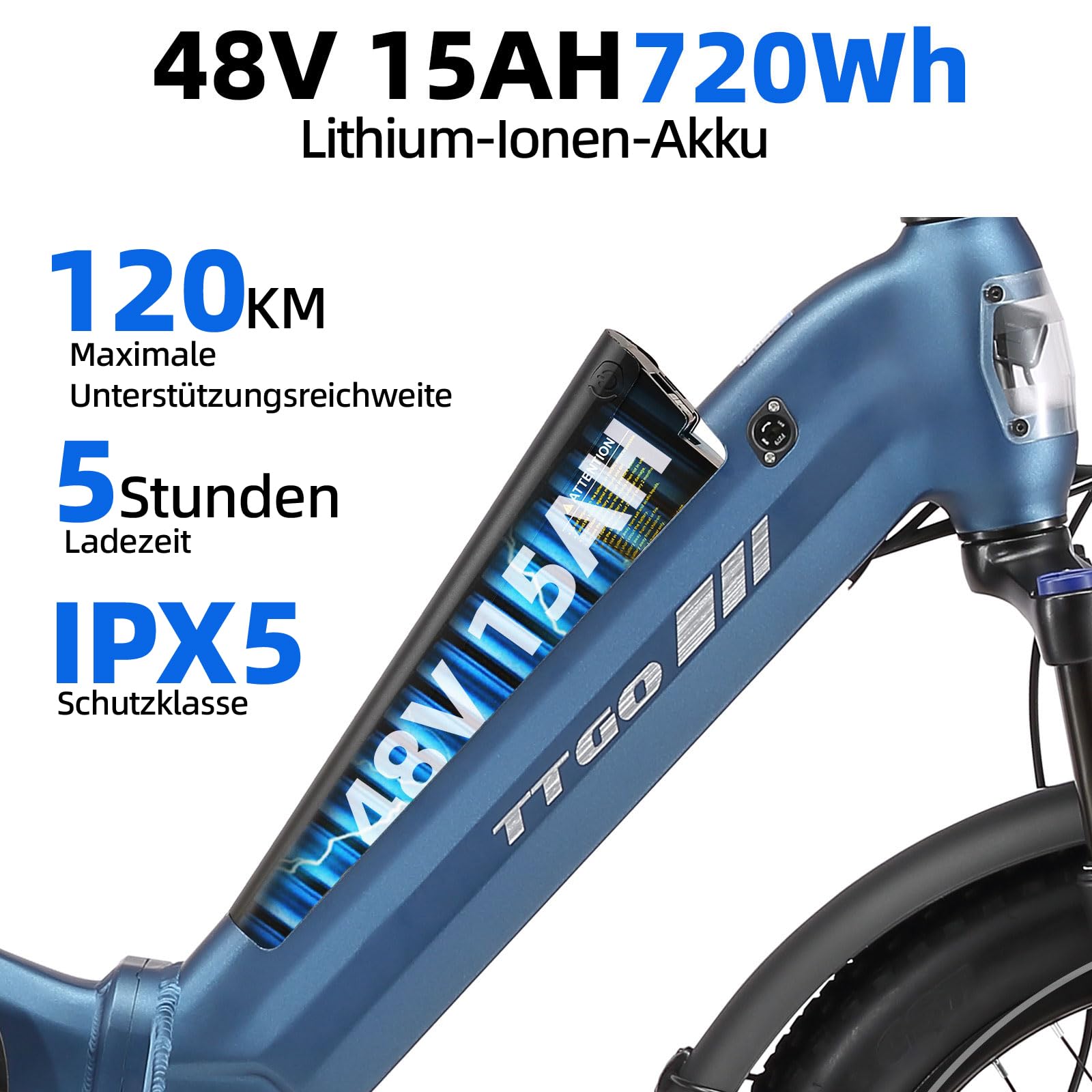 ttgo F7 20" e Bike Klapprad, 70Nm 48V 15AH Vollgefedertes Fatbike Elektrofahrräder mit StVZO | e Bike Herren&Damen Falt-Tiefeinsteiger mit 720Wh Akku (100-120km)