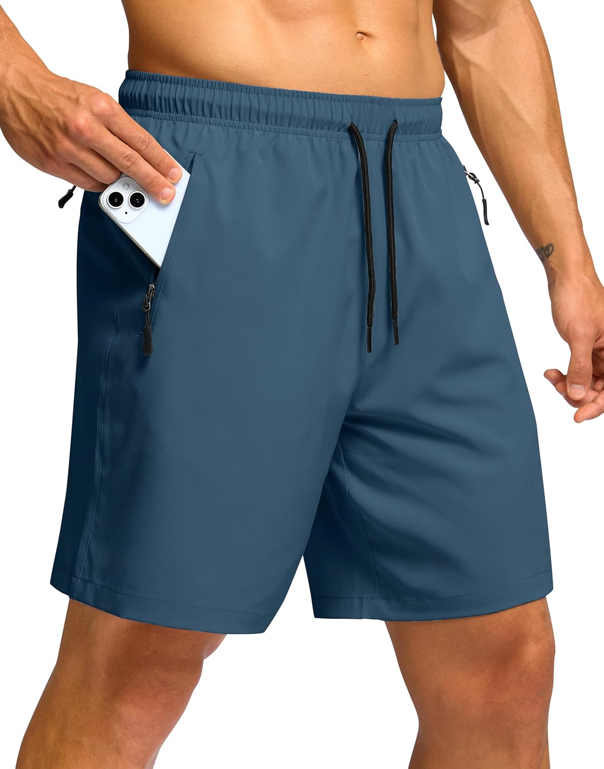 G Gradual Men's Hiking Shorts 7"/9" Lightweight Athletic Shorts for Men Quick Dry Stretch Casual Shorts with 3 Zipper Pockets(7inch,Blue Grey,S)