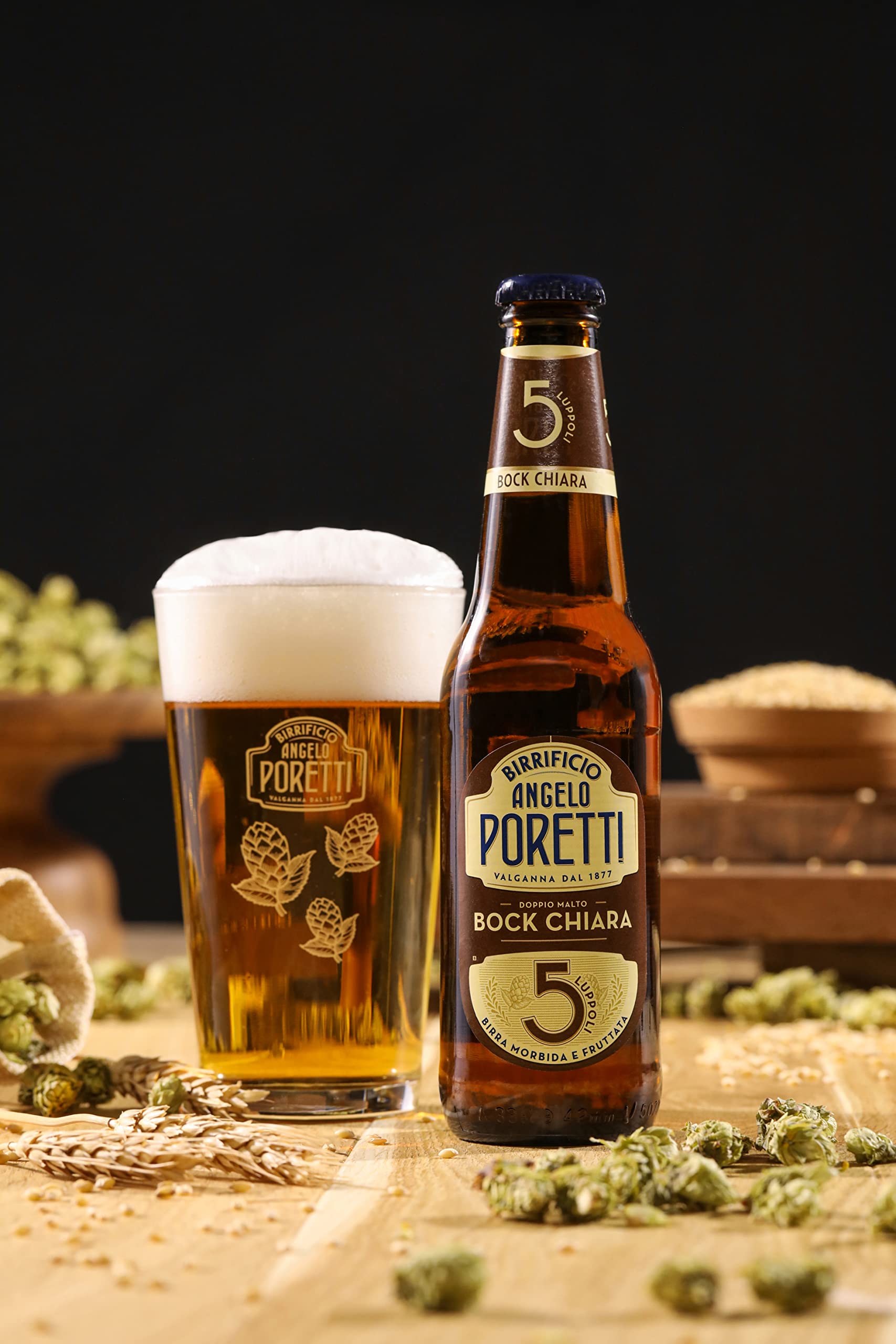 PORETTI 5 saltos de cerveza cl33x24pz contenido de alcohol de 6,5% bebidas alcohólicas