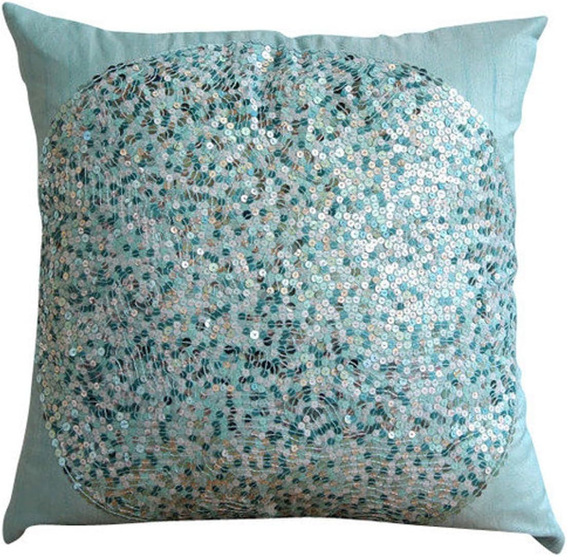 The HomeCentric Dark Brown Pillow case, Geometric Pillow Cover, 12x12 inch (30x30 cm) Throw Pillow Cover, Art Silk Square Throw Pillow Cover, Sequins Throw, Eclectic Easter - Brown Eye Sparkle