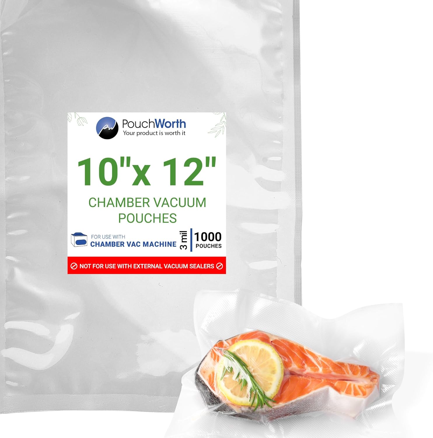 1,000 pcs Clear 10" x 12", 3 mil Vacuum Chamber Bags Great for Food Vac Storage