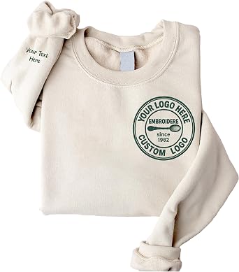 Noni Custom Embroidered Logo Sweatshirt, Personalized Company Text and Icon Embroidered Sweatshirt Hoodie, Your Business Or Brand Logo, Your Design Here, Company Logo Gifts