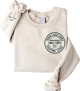 Custom Embroidered Logo Sweatshirt, Personalized Company Text and Icon Embroidered Sweatshirt Hoodie, Your Business Or Brand Logo, Your Design Here, Company Logo Gifts