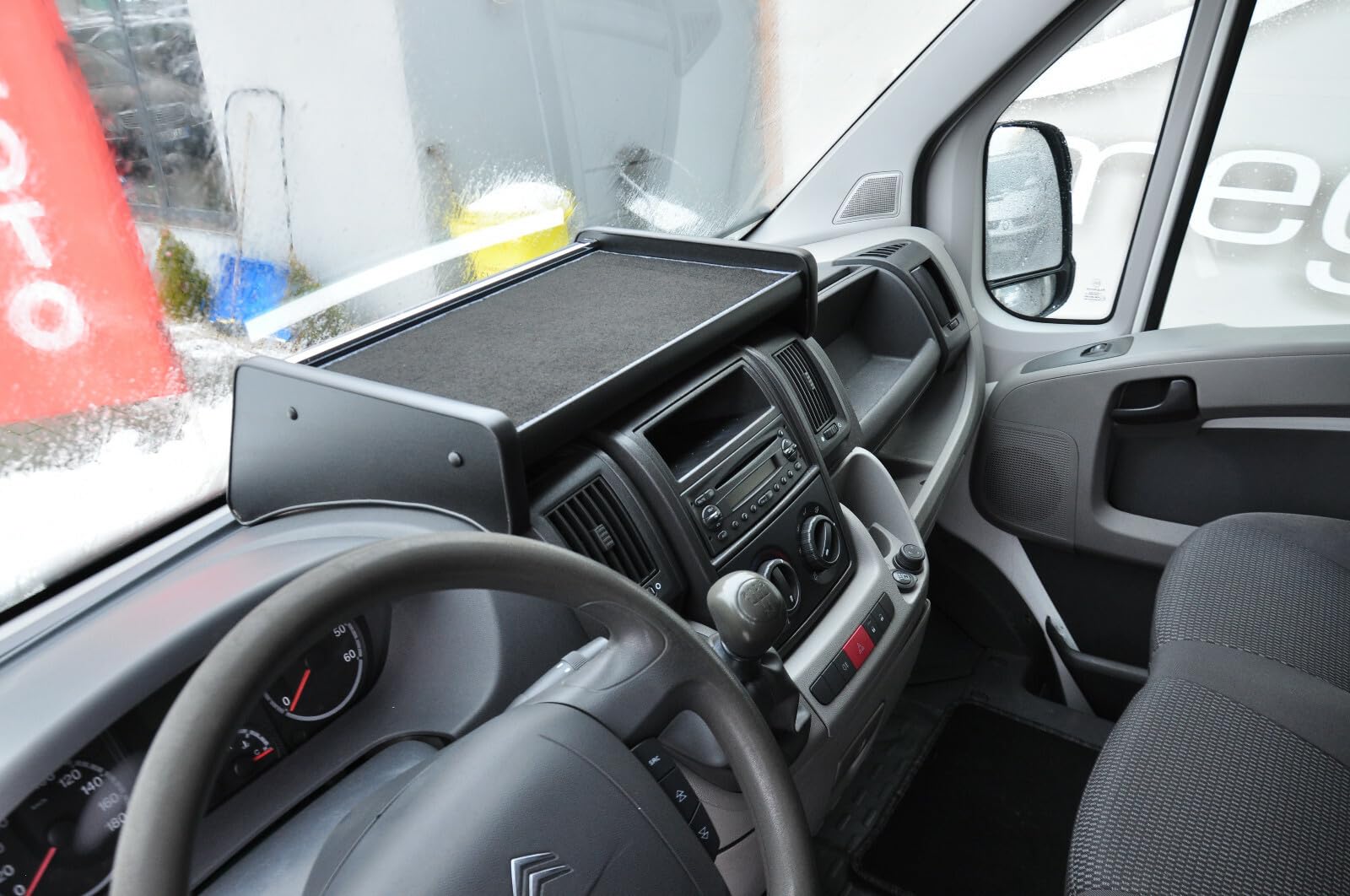 Mensola organizer da cruscotto per Fiat Ducato 2006-2022 - Vassoio portaoggetti antiscivolo per cruscotto - Supporto per telefono, documenti, monete e piccoli accessori - Organizer interno furgone