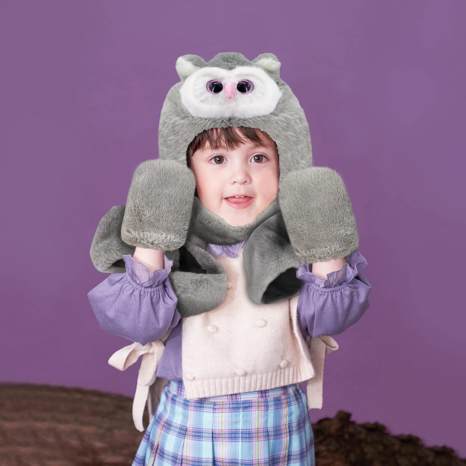 Hats Kids Unicorn Winter Hat with Scarf Plush Novelty Animal Cap 3 in 1 Multi-Functional Cap, Scarf and Mittens