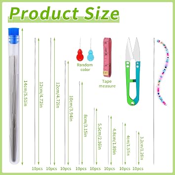 Doxiru 85 Pcs Beading Needles Set, 8 Sizes Long Straight Seed Beads Needles