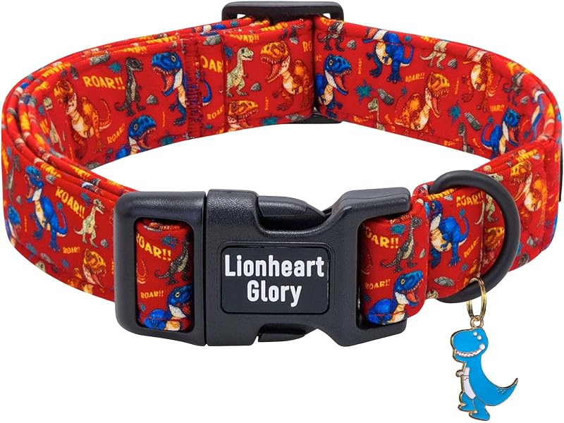 Coleira para Cães com Estampa de Dinossauro em Algodão Lionheart glory — Tamanho S