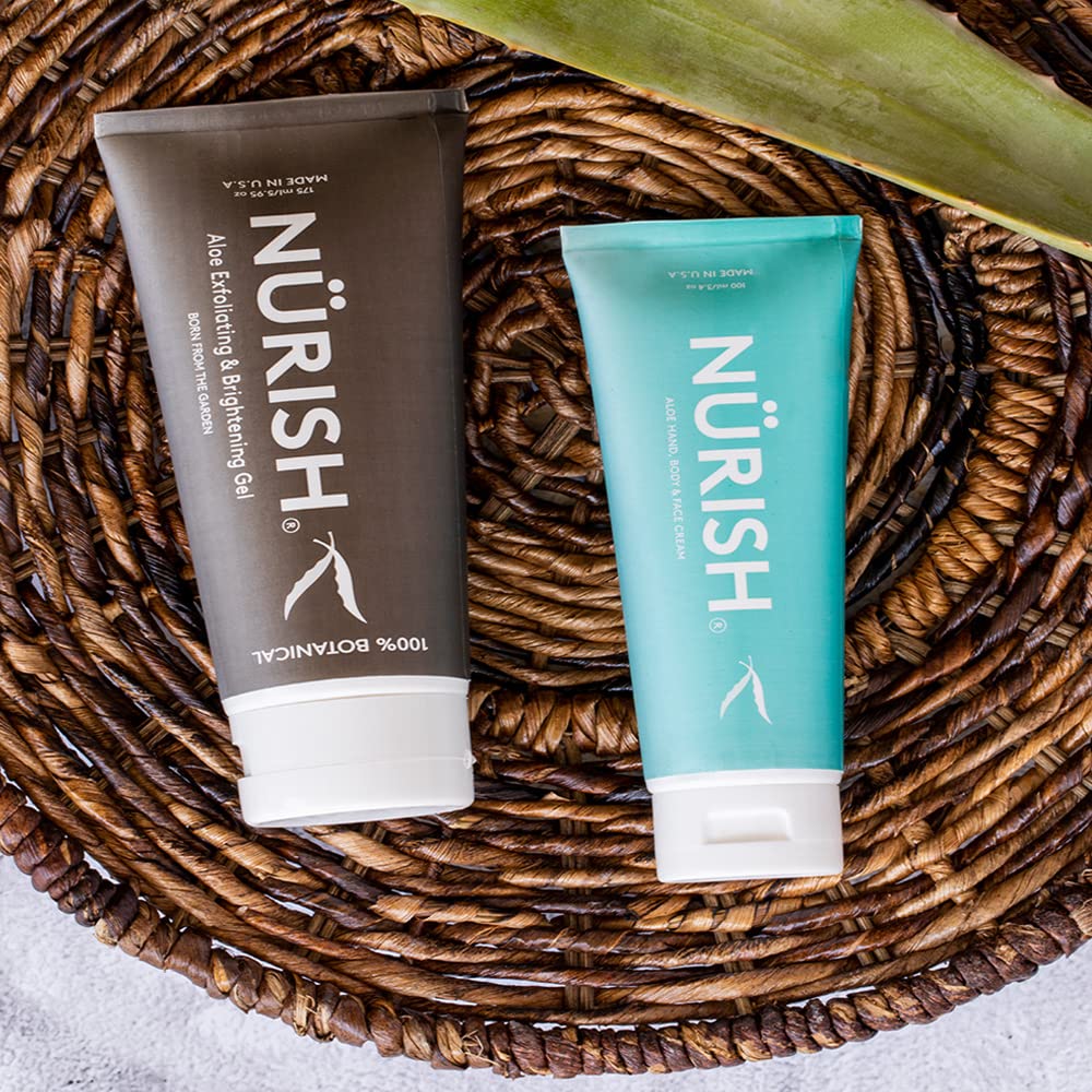 NURISH Aloe peeling żelowy, w 100% naturalny i wegański. Peeling i oczyszcza skórę bez agresywnych środków chemicznych, kwasów lub środków ściernych.