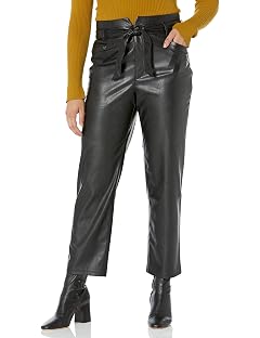 PAIGE Womens Kinda Pant Vegan Leather High Rise Ankle Length in Black