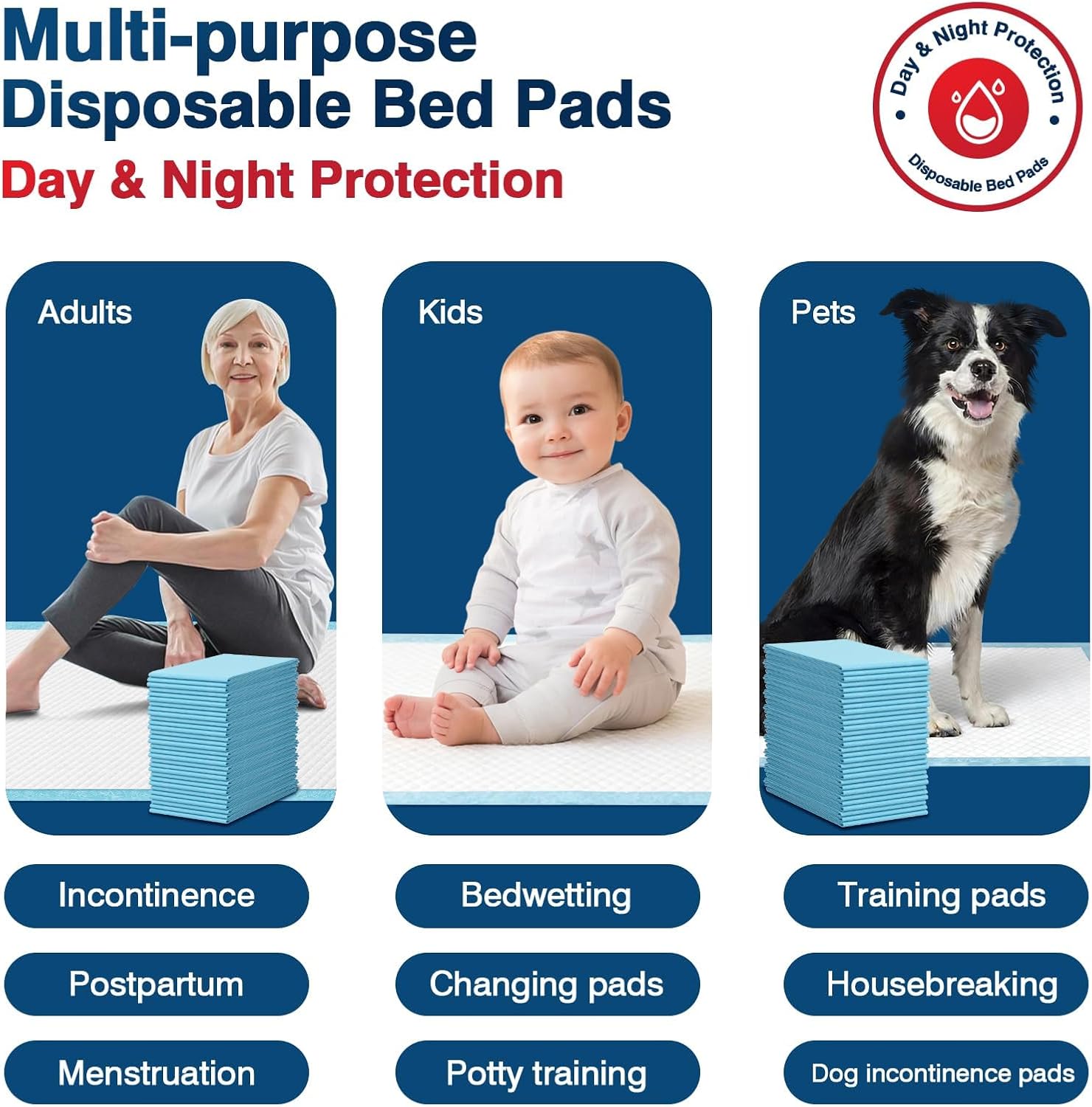 Tear-Resistant Disposable Bed Pads 30" x 36" 100 Count Absorbent Underpads, Chux Thicker Extra Large Incontinence Bed Pads, Pee Pads for Adults, Kids, Elderly, Pets - Image 6