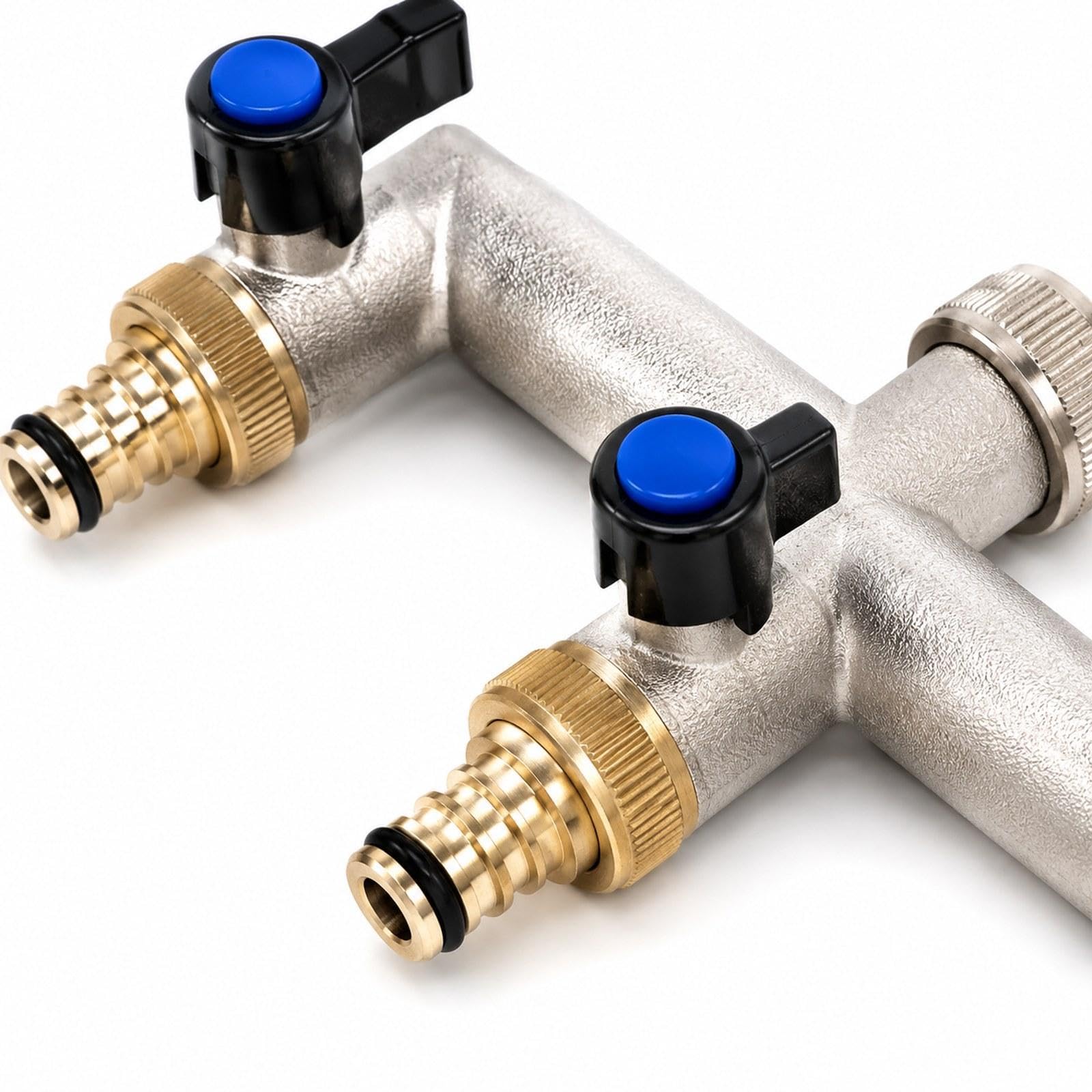 Sdoppiatore Tubo da Giardino Raccordo Valvola Ottone Estensione Manico Installazione Facile Adatto per Irrigazione Giardino Prato Irrigazione, Nero Blu