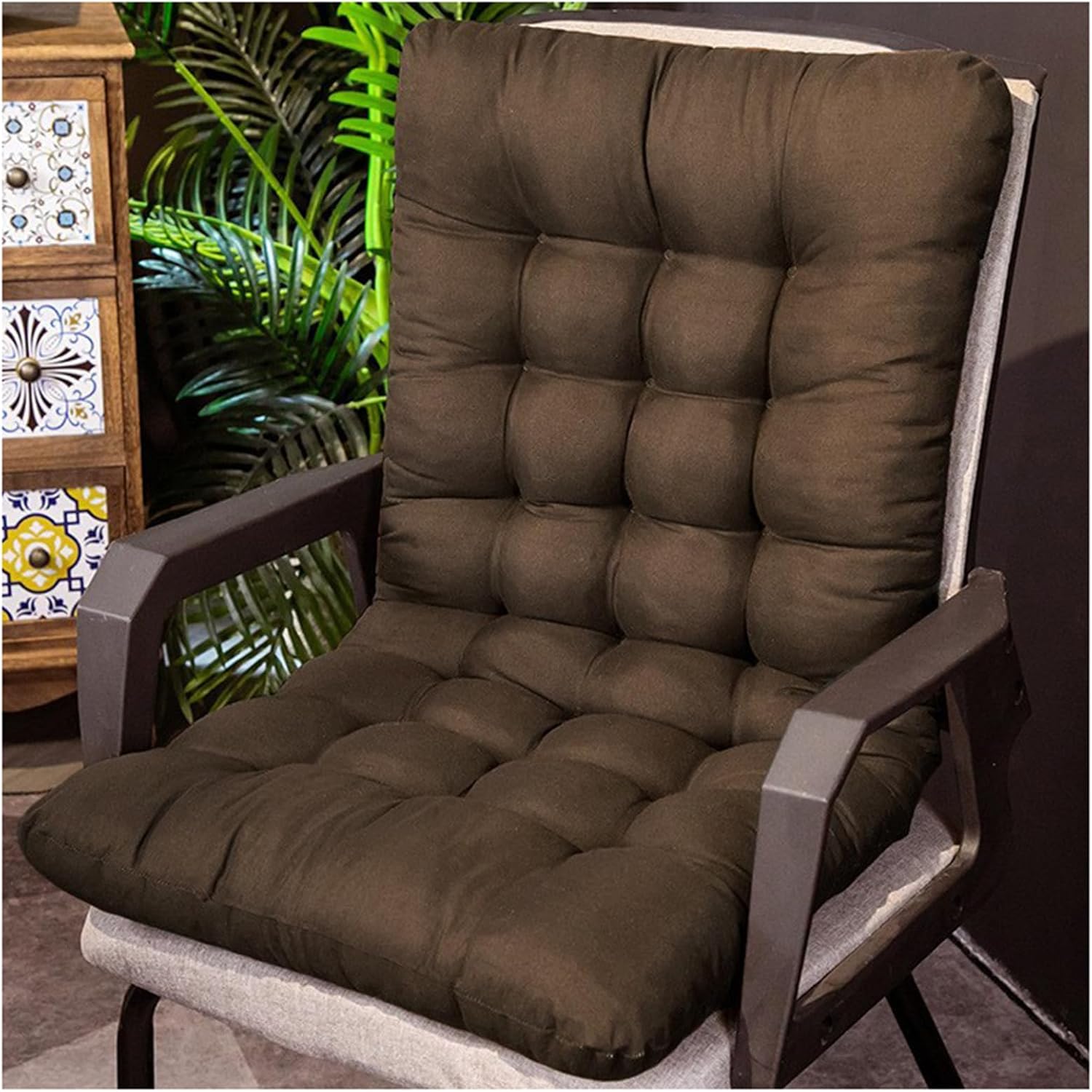 ZTGL Folding Rocking Chair Cushion, Non-Slip Longue Cushion Thicken Soft High Back Lounger Cushion for Indoor Outdoor Long Chair Cushion,Brown,45x85x8cm