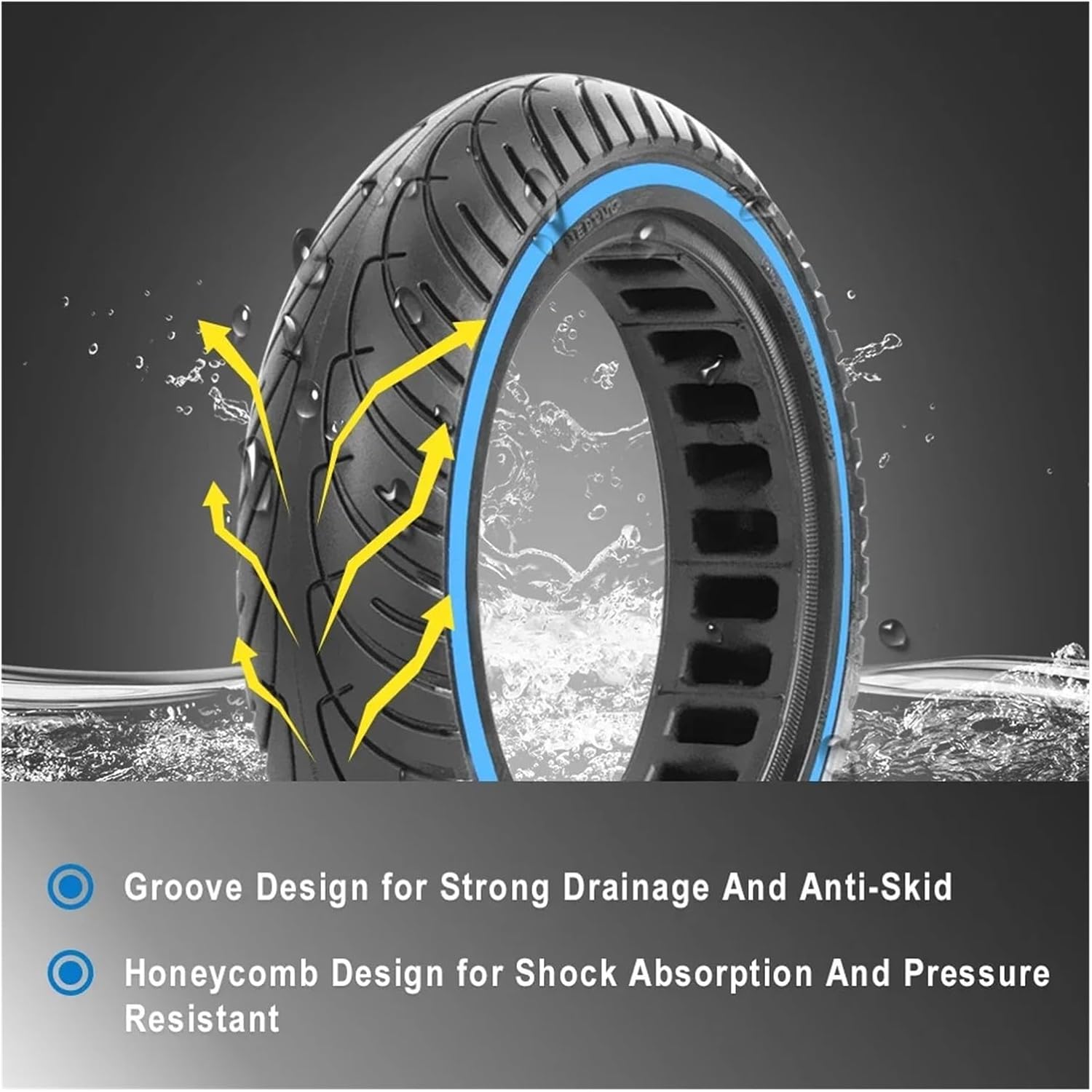 8.5 Inch Honeycomb Tyre Soild Tires,Compatible for Xiaomi M365 1S Pro Electric Scooter Anti-Explosion Shock Absorber Damping Spare Wheels