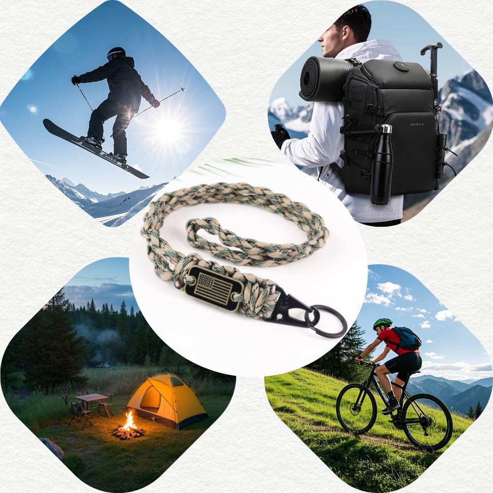 3 Pack Braided Paracord Lanyard with USA Flag, Paracord Keychain with Buckle, Necklace Strap for ID Badges - Image 5