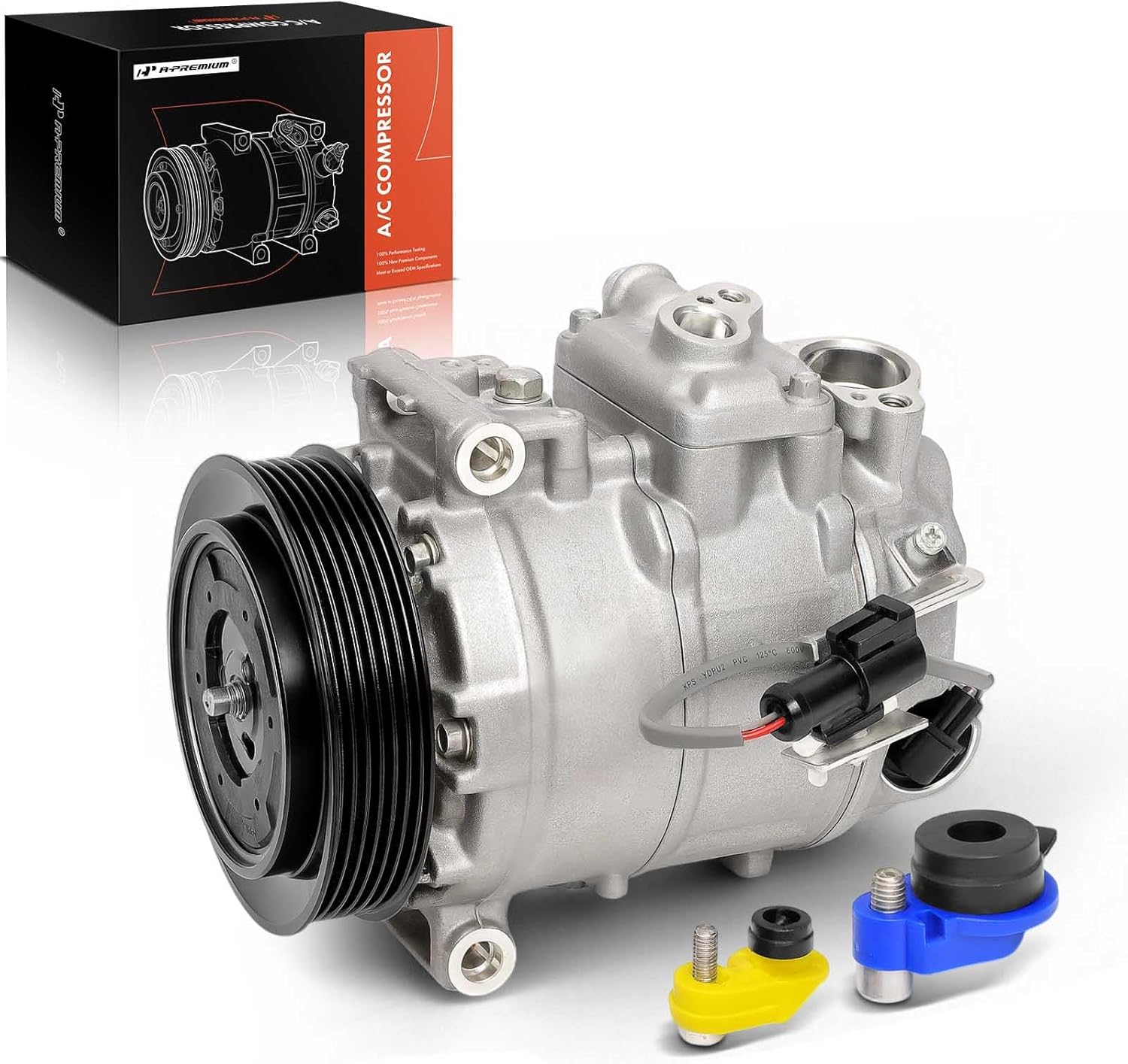A-Premium Air Conditioner AC Compressor with Clutch Compatible with Jaguar XK XKR 2007-2009, XJR XJ8 Vanden Plas 2004-2009, Super V8 2005-2009