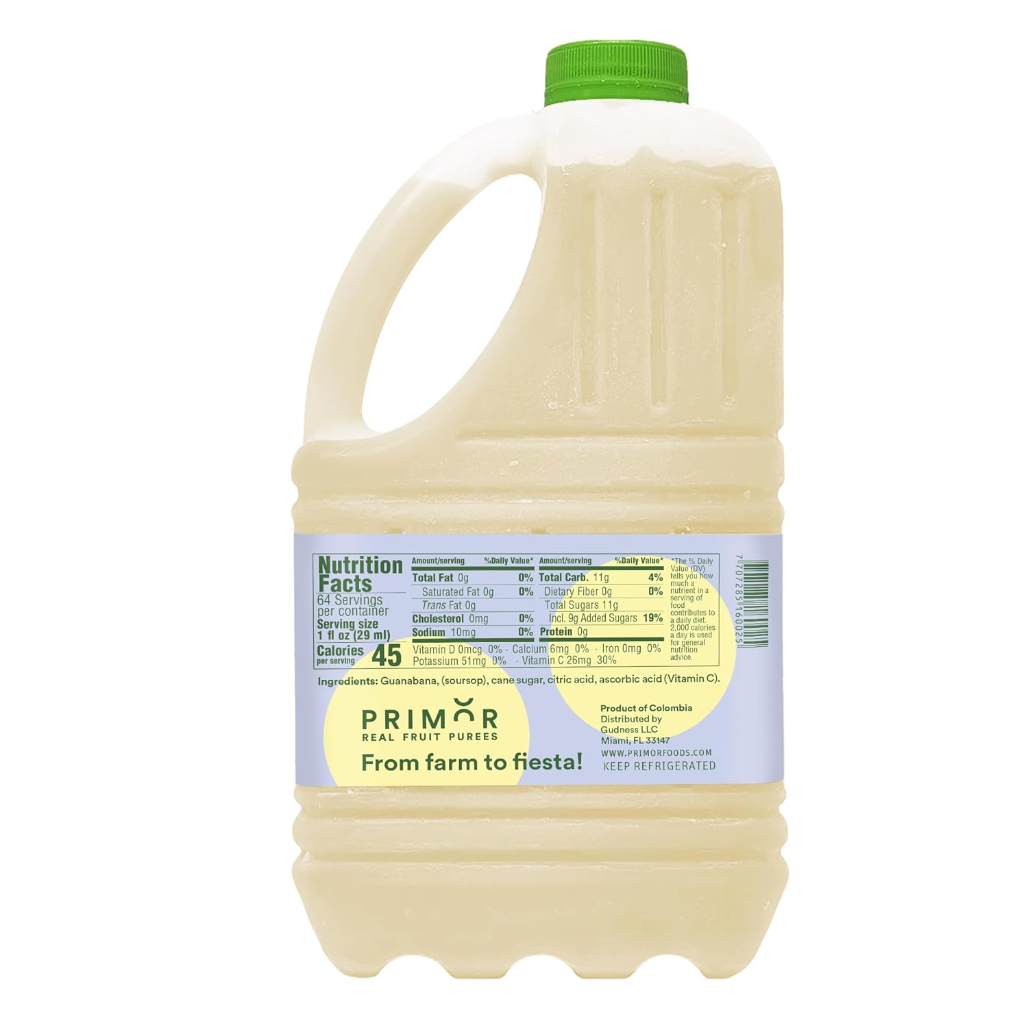 Primor Fruit Purees | Made with Real Fruit | Countless Applications: Juices, Smoothies, Cocktails, Desserts, and More - Guanabana