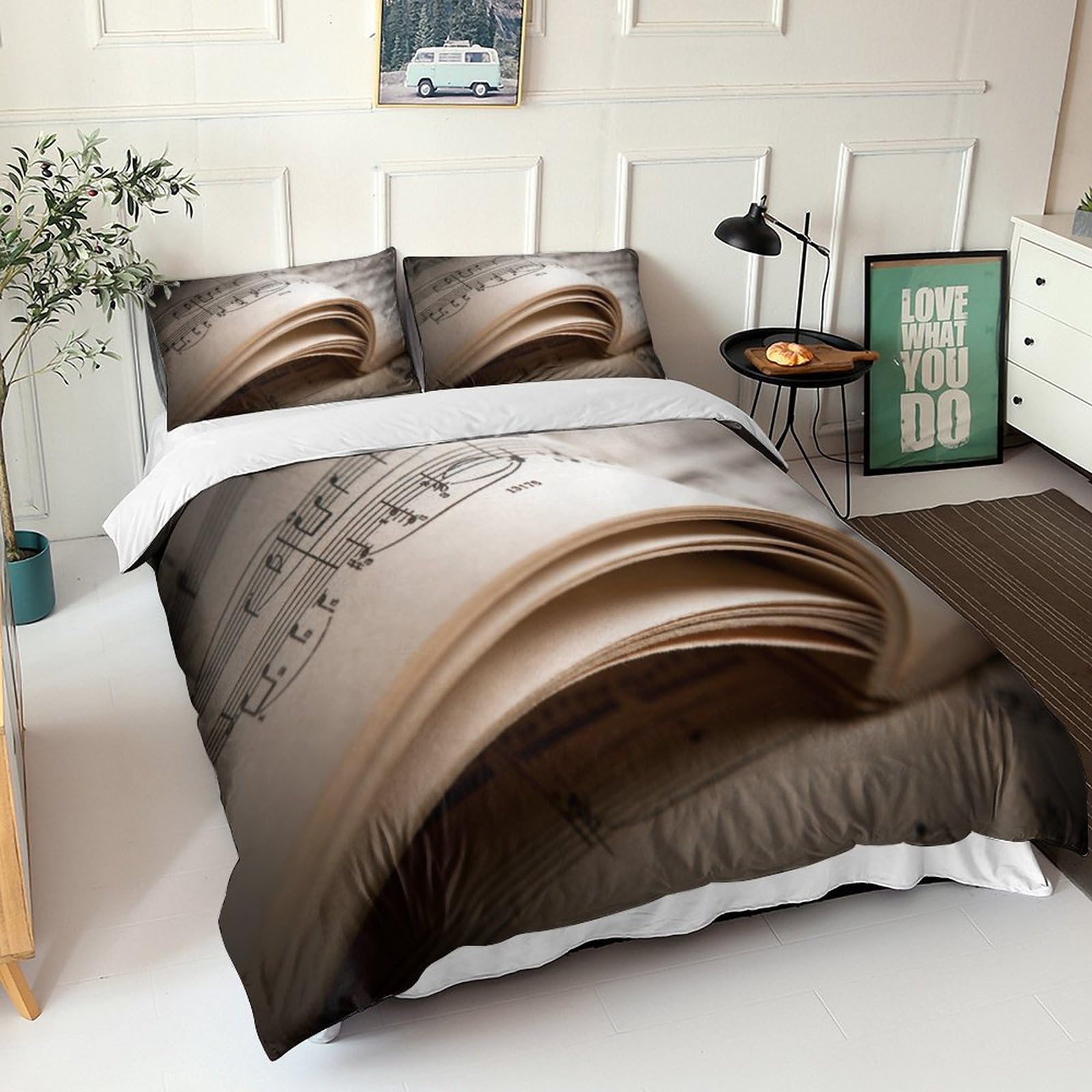 Ensemble de literie music notation premium effet 3D King