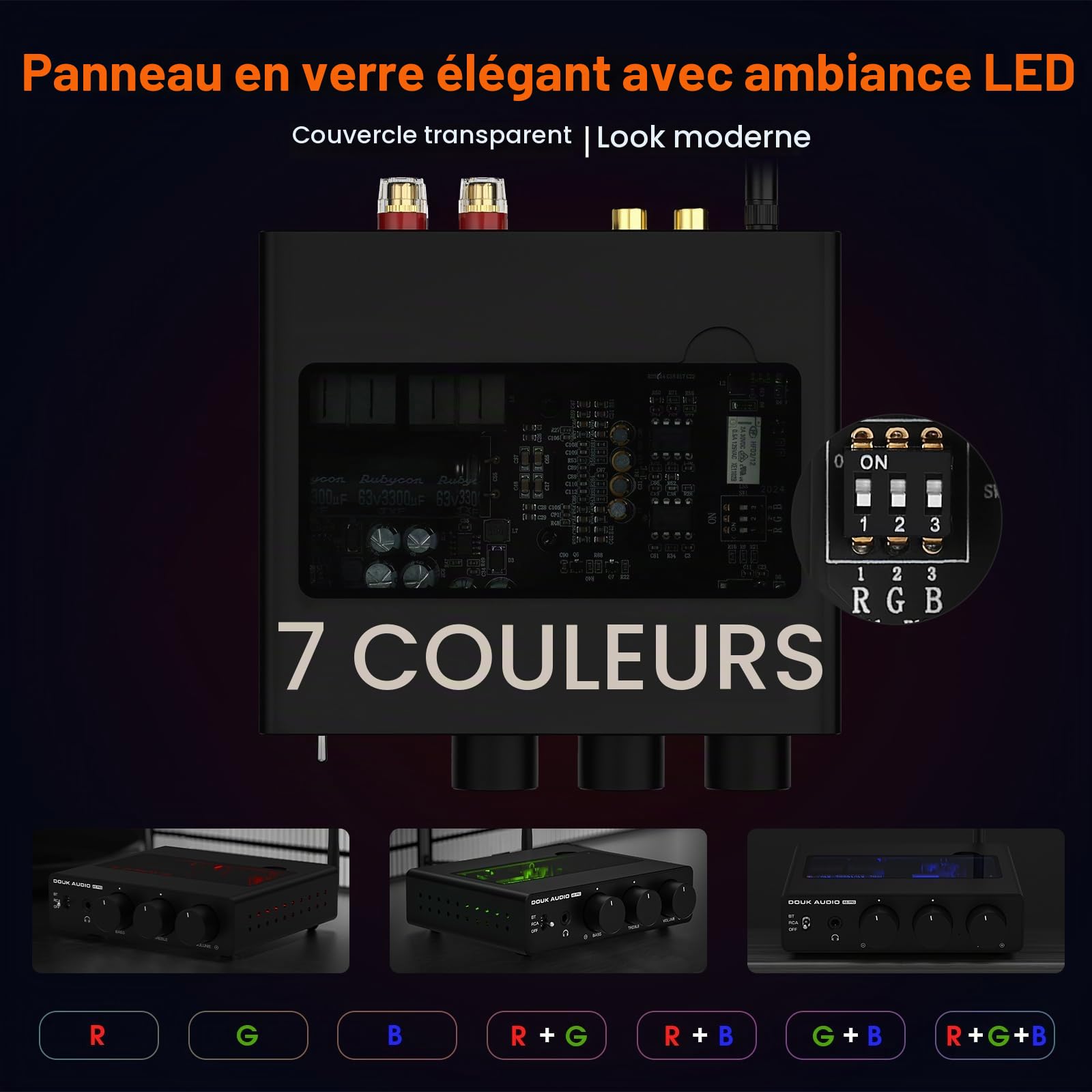 DoukAudio Mini amplificateur Hi-FI Bluetooth, ampli Audio stéréo de Classe D à 2 canaux 300W x2 TPA3255, pour Home cinéma, Ordinateur de Bureau, Enceintes de bibliothèque (A5 Pro)