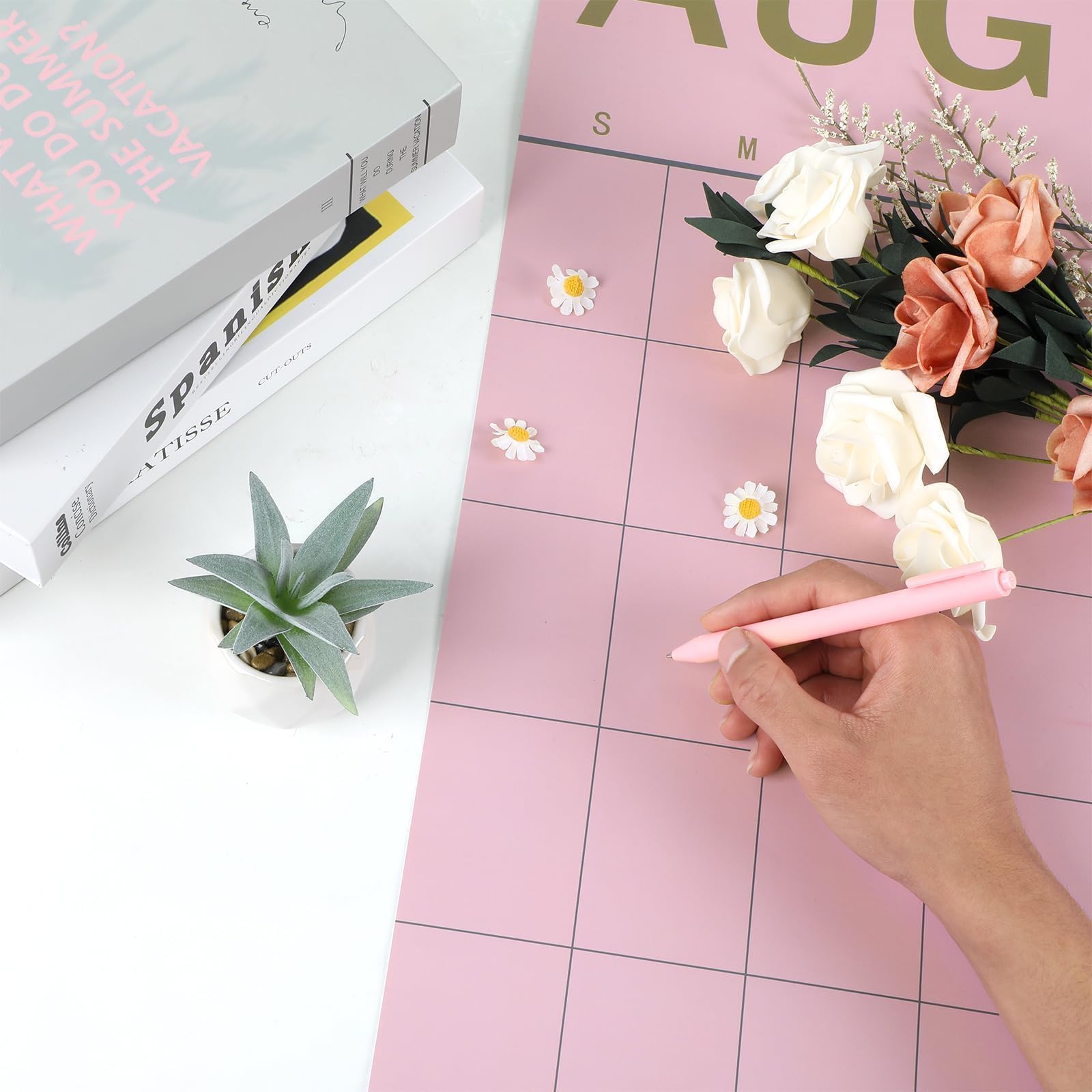 Justforjoyful Calendarios de pared verticales mensuales sin fecha, tamaño grande, planificador de pared de 12 meses con calcomanías adhesivas, calendario mensual de papel colorido 2025 para la