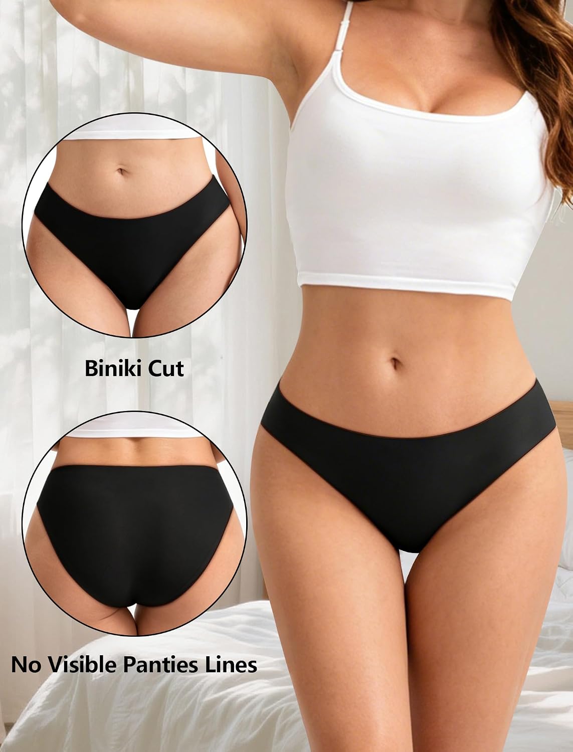 DUKAWA Seamless Underwear For Womens No Show Stretch Bikini Style Panties Silky Invisible Hipster 6 Packs