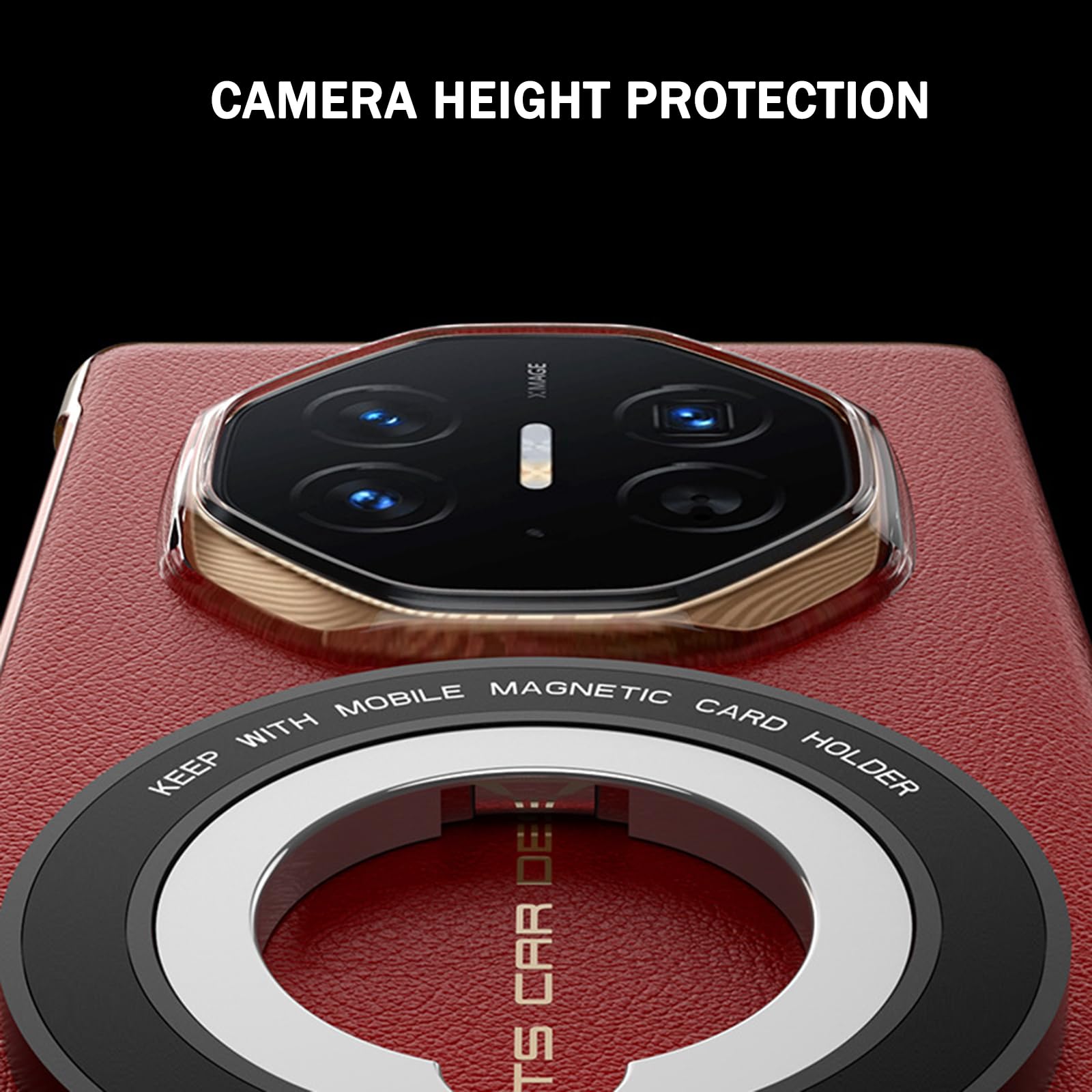 Etui na Huawei Mate XT, magnetyczny skórzany pokrowiec odpinany uchwyt pierścieniowy podpórka osłona ochronna funkcja widoku okna luksusowe etui biznesowe, czerwone, Mate XT