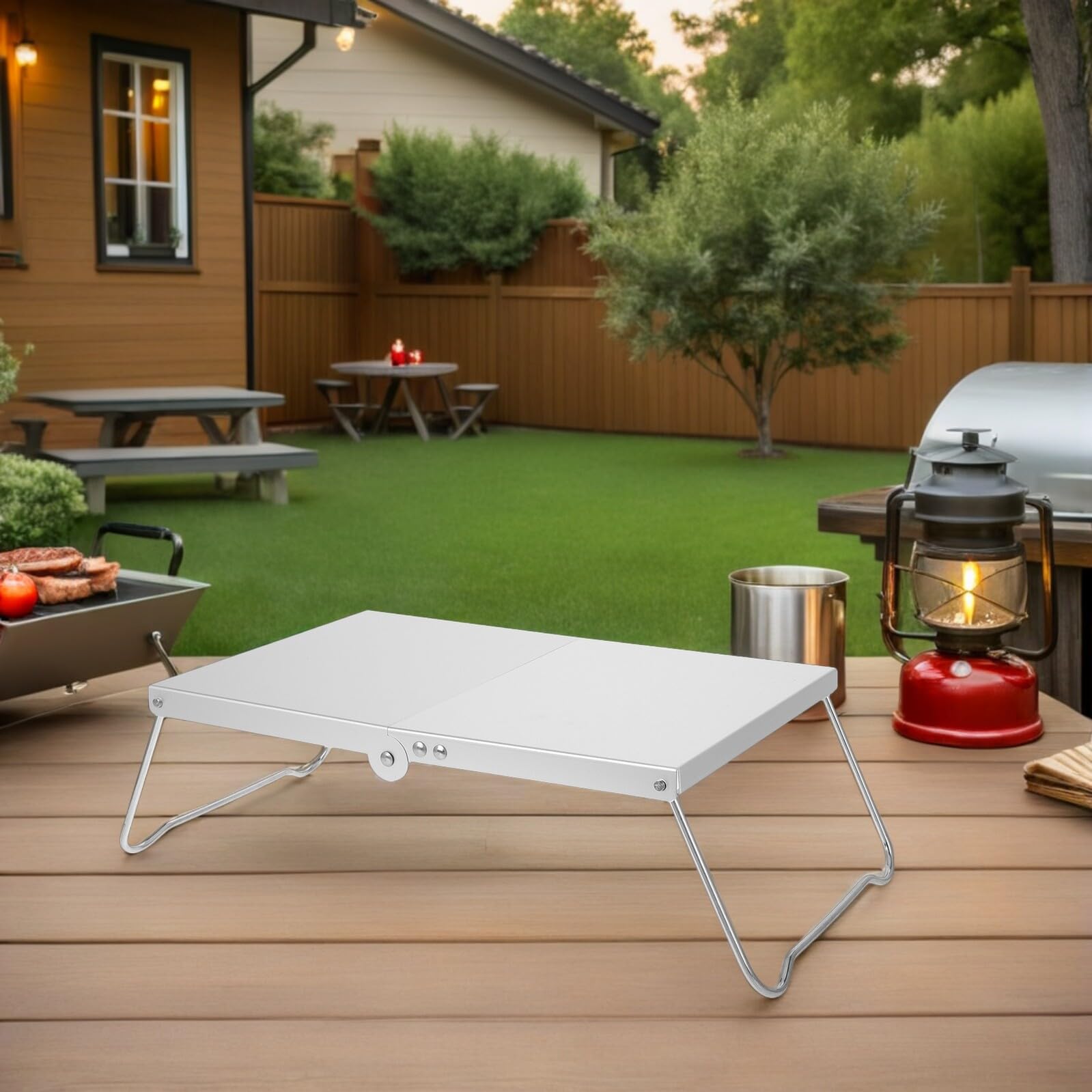 Mini Tavolo da Campeggio Pieghevole in Lega di Alluminio Ultraleggero Set 2 Pezzi Superficie Termoisolante Tavolo Portatile Compatto per Picnic Barbecue e Attività all'Aperto
