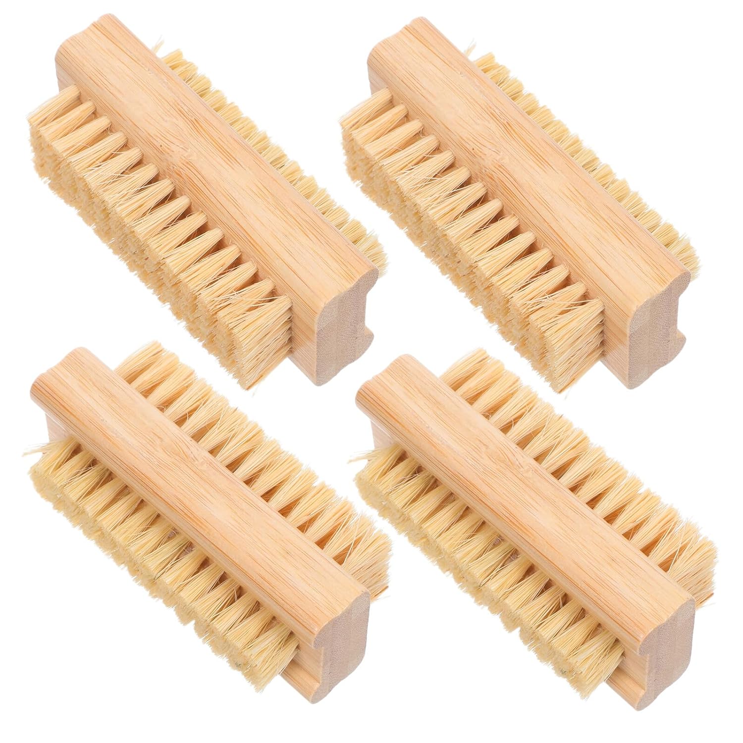 Uonlytech 4pcs Nail Cleaning Brush Set Double-sided Bristle and Sisal Cuticle Clean up Brushes Manicure Dust Collector Tools for Salon and Home Use