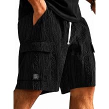 Men Cargo Shorts Summer Drawstring Elastic Waist Beach Shorts With Pockets