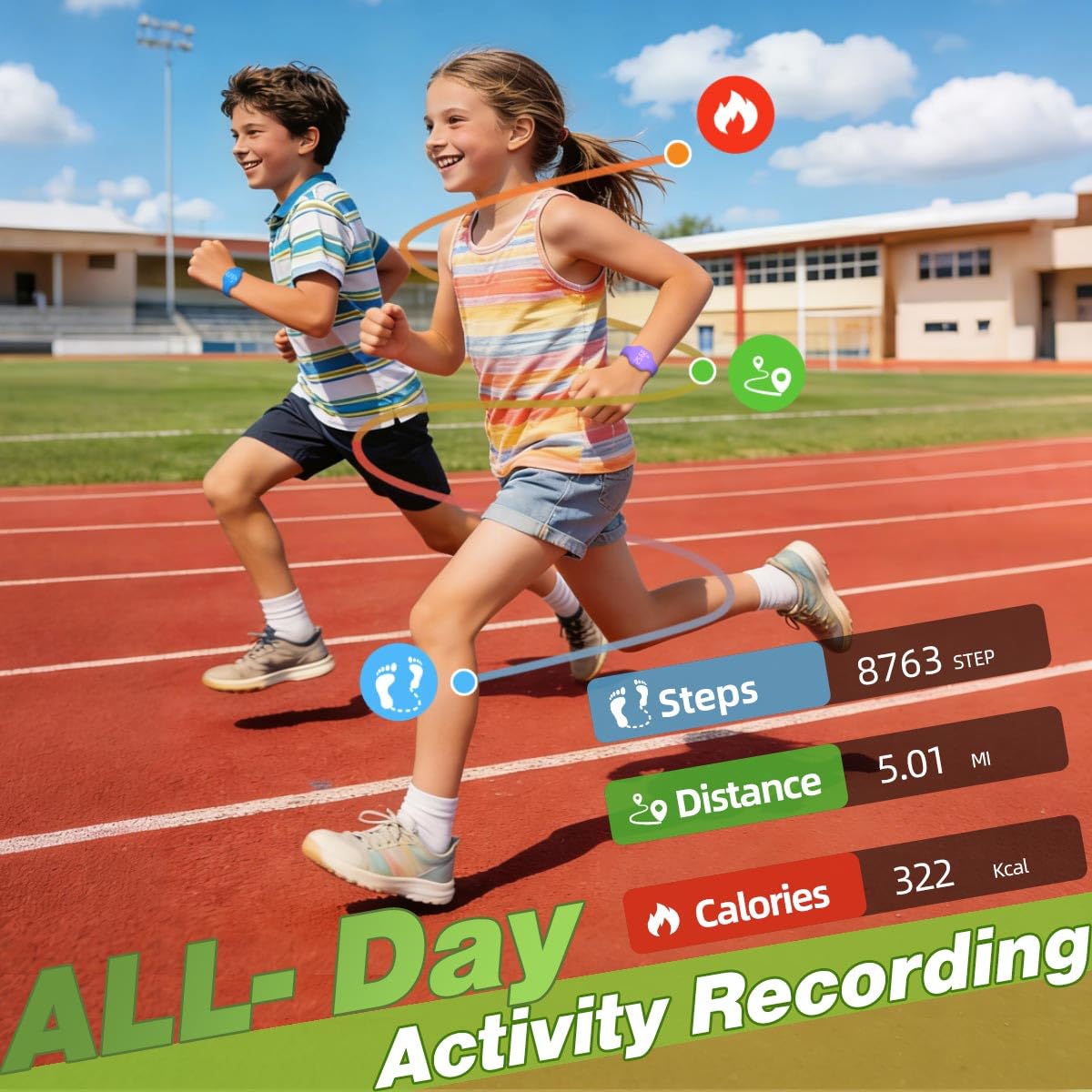 Reloj de seguimiento de actividad LED para niños de 5 a 15 años, no requiere aplicación, reloj de pulsera deportivo digital, impermeable, podómetro, reloj despertador, correa de silicona, para