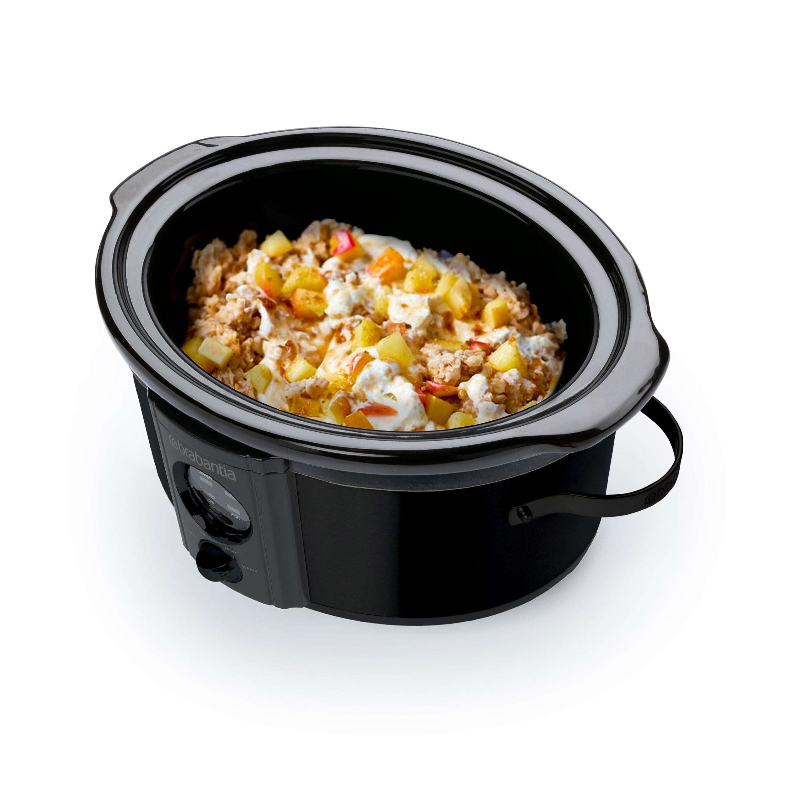 Brabantia Mijoteuse Numérique avec Cocotte Compatible Four, 3.5 Litres, Slow Cooker, Céramique, Verre, Température Ajustable, Electrique, Noir