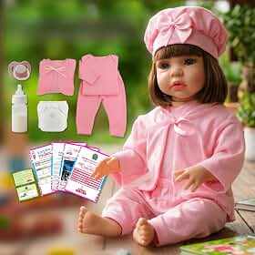 Boneca Reborn Bebê Realista Silicone (Girafinha) – Pronta para Banho + 10 Peças Inclusas