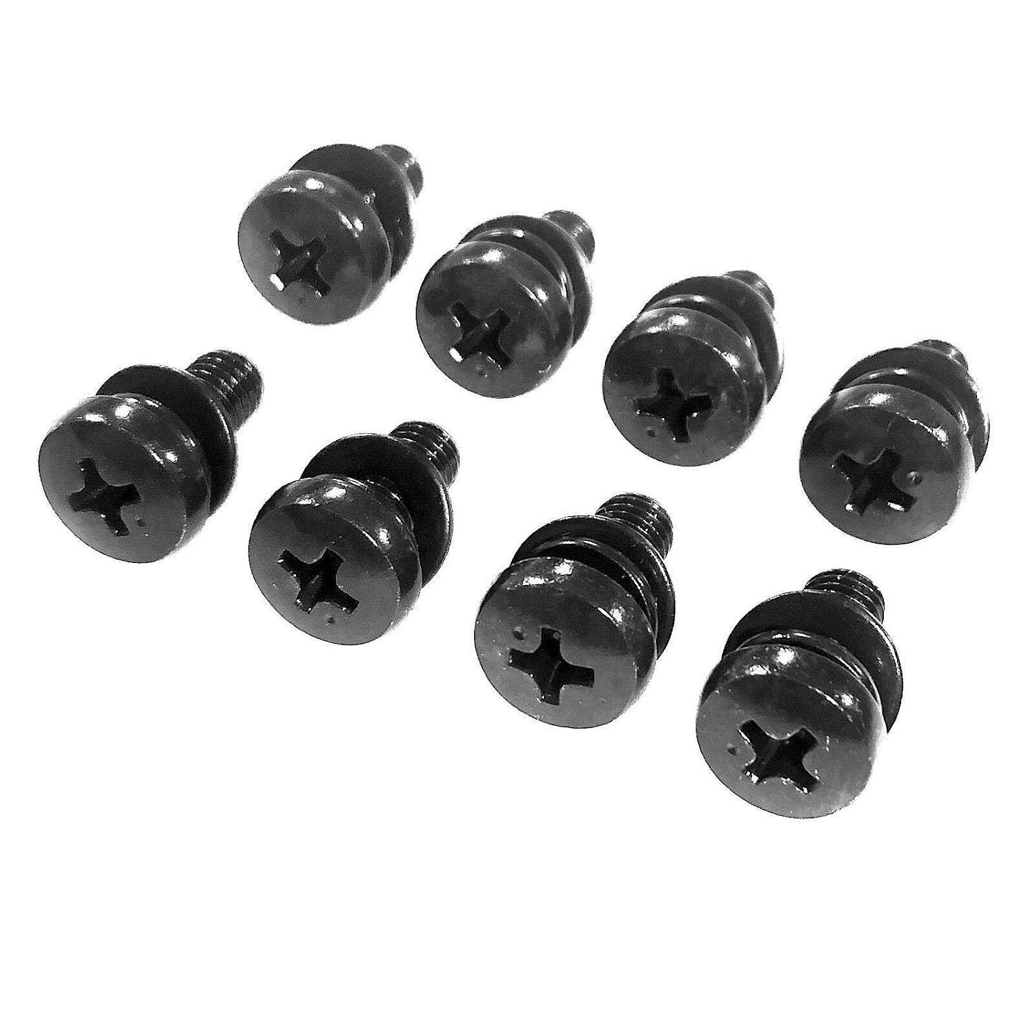 Close-up of black machine screws with Phillips head