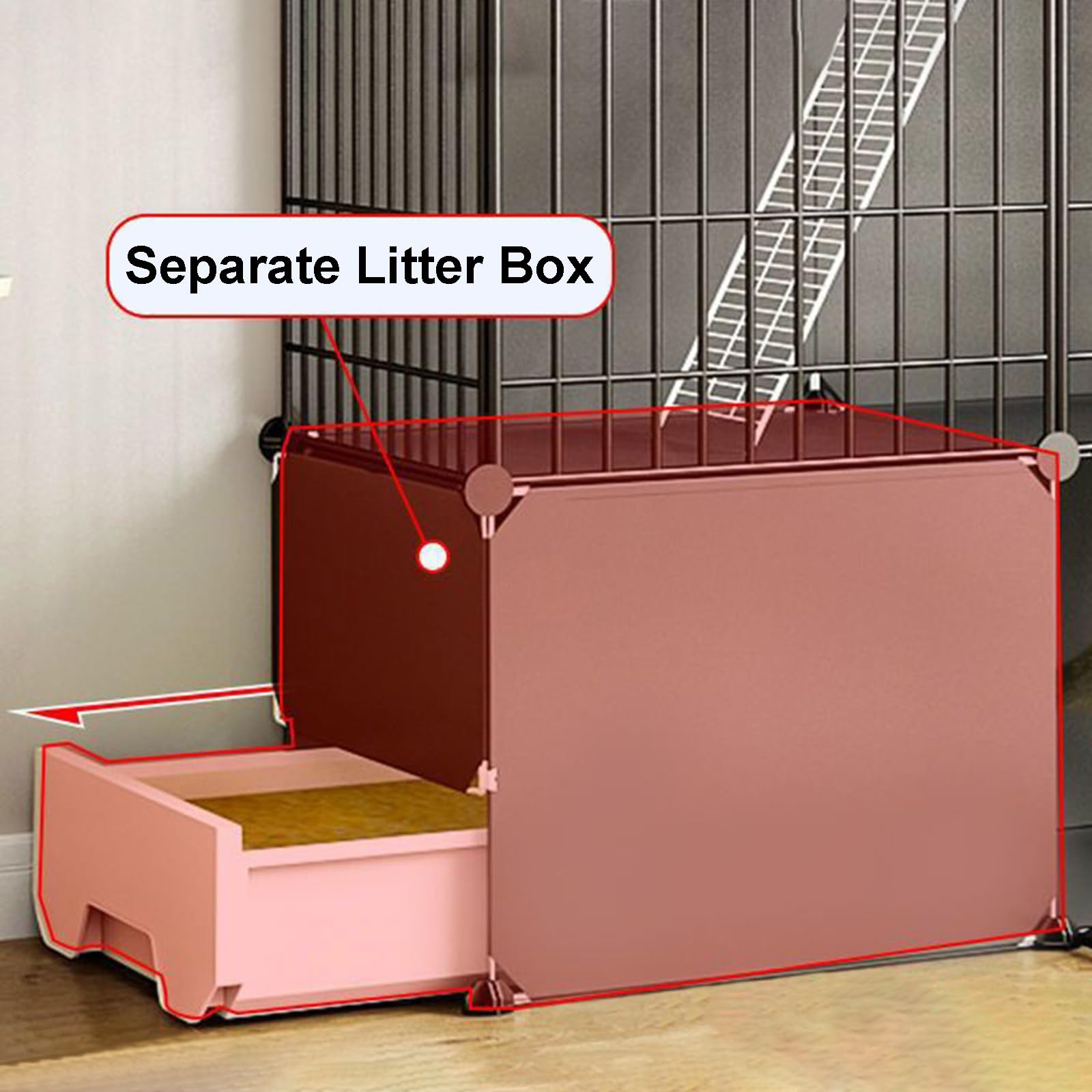 Gabbia per Gatti, Grandi Gabbie per Gatti da Interno Fai-da-Te - Recinto per Animali Domestici smontabile, condominio per Gatti con lettiera e Piattaforme, Cuccia in Metallo per Gatti da INT