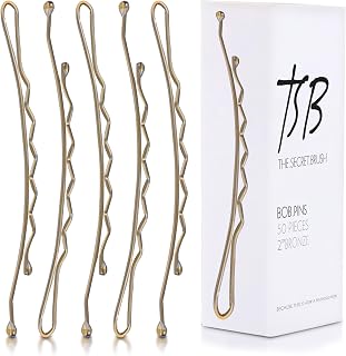 TSB Maha No.4 Bronze Bob Pins Set of 50 – 2.0 Inch Curved Bobby Pins for a Great Fit – 3X Retention, Secure Grip for Buns, Hair and More