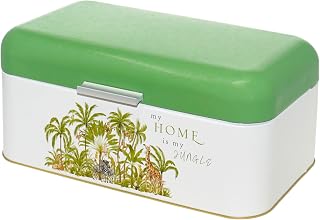Lashuma Fiambrera para pan, panera de metal, color verde, 36 x 21 cm