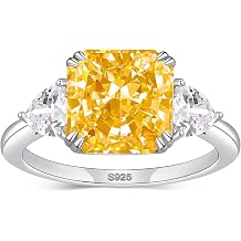 5 CT Diamond Rings for Women, Engagement Rings,Princess Cut Ring 925 Sterling Silver Simulated Diamond JewelryClear,Yellow,Pink with Gift Box