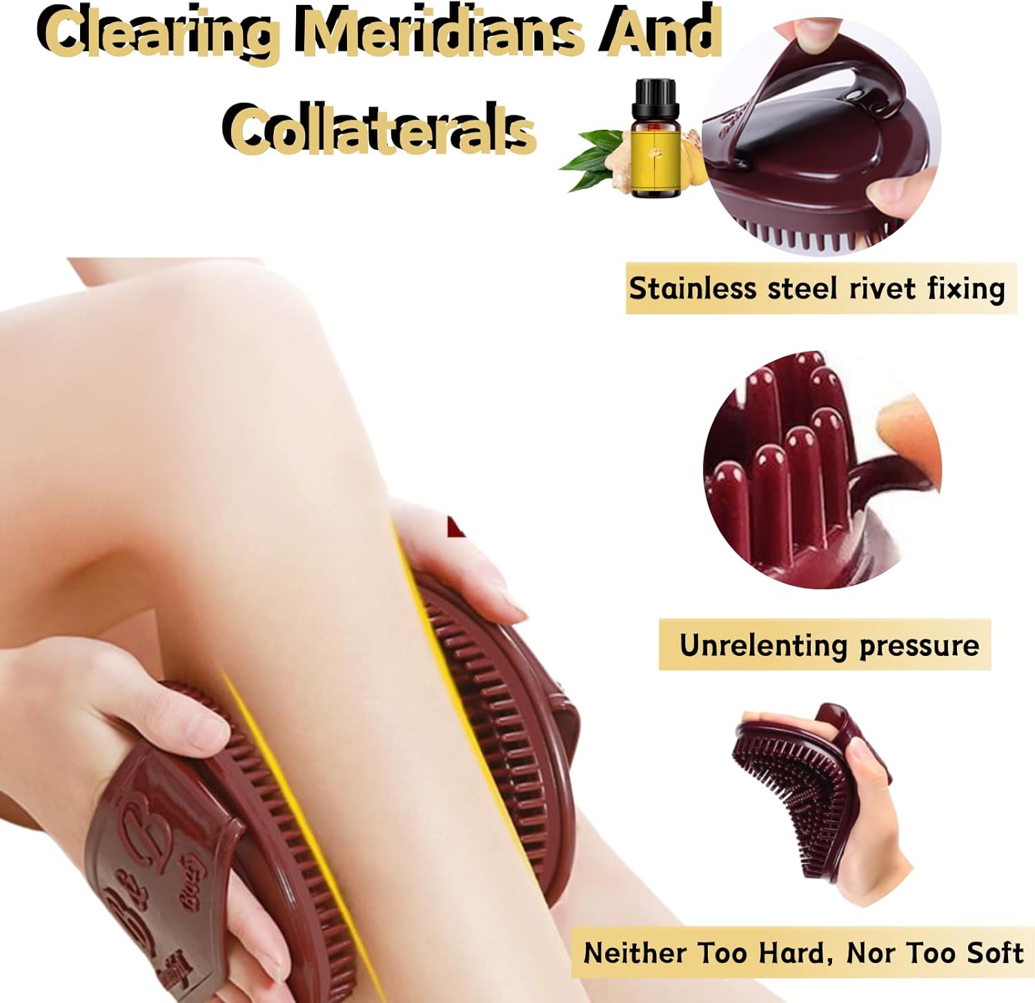 2Pcs Meridian Massage Brush, Full Body SPA Relaxation Massager Brush, Acupressure Meridian, Scalp Massage, Full Body Relaxation Comb,Beauty Salon Professional MeridianBrush