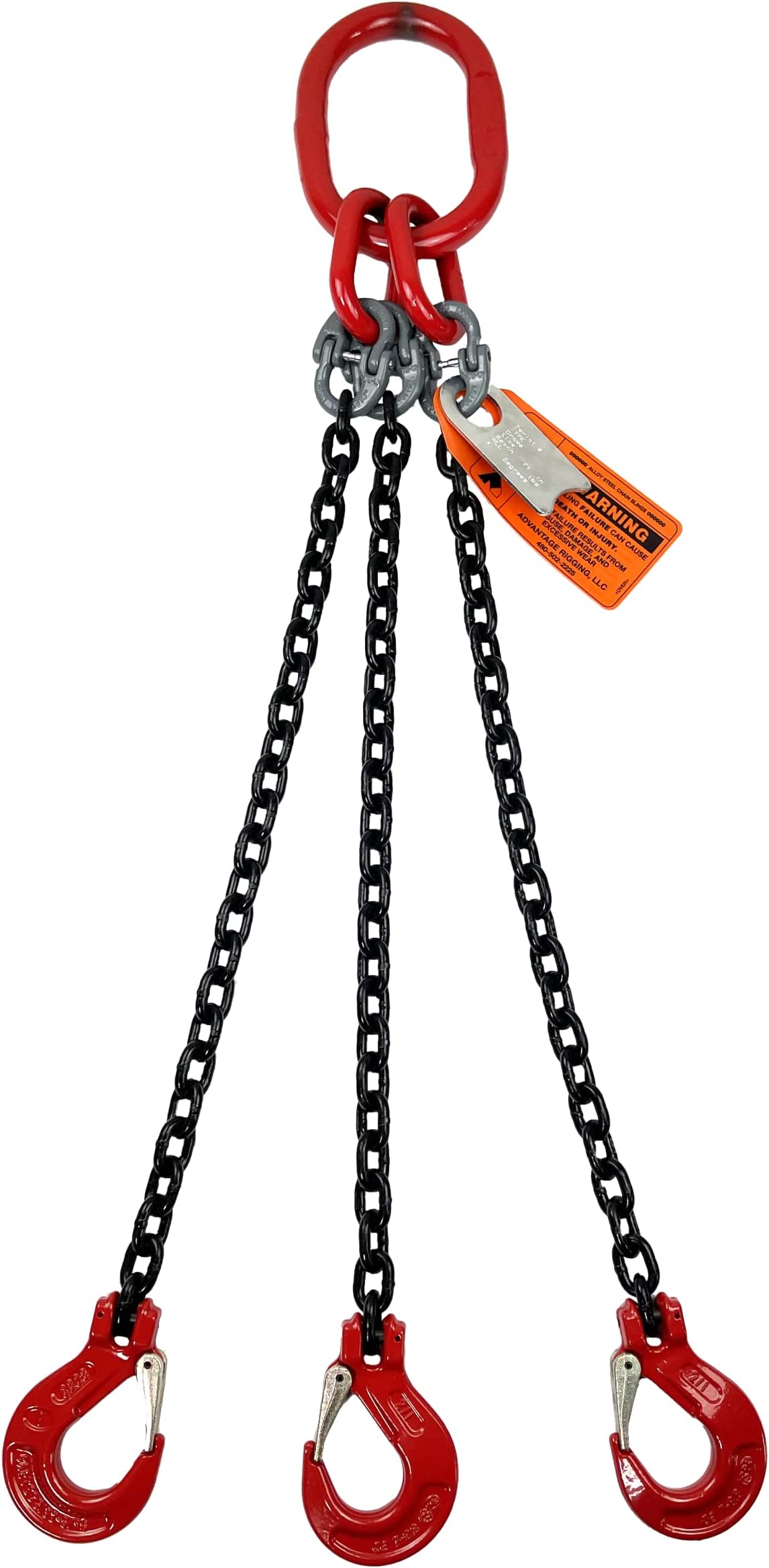 Chain Sling - 5/16" x 10' Triple Leg with Sling Hooks - Grade 80