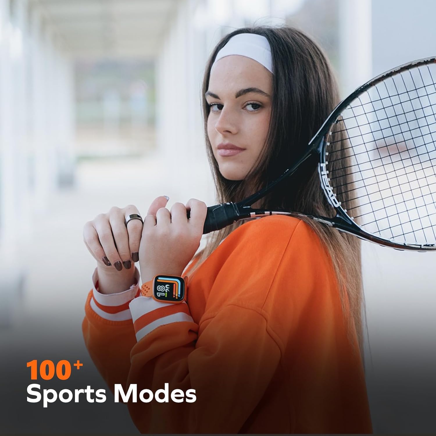 MOMAX Smart Watch for Women Men, 1.83" TFT Screen & Bluetooth Call, Fitness Tracker with 100+ Sports, Heart Rate, Health Monitor, Sleep Tracker, Music Control, IP68 Waterproof for Android/iOS Orange