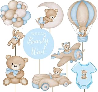 16Pcs Bearly Wait Baby Shower Cake Toppers We Can Bearly Wait Baby Shower Centerpieces Cake Toppers Decorations Boy Bear Baby Shower Party Decorations Bear Cake Toppers Decorations