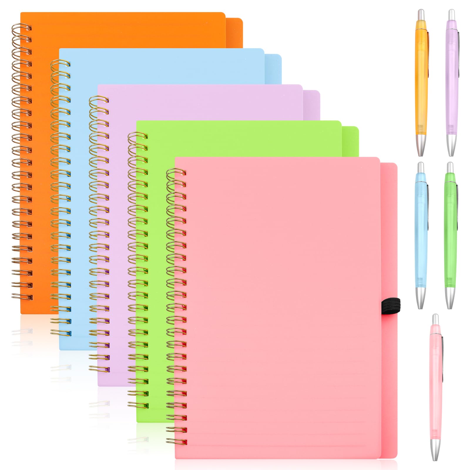 ABCDPP 5PCS A5 Wirebound Notebooks with Pen, Journal Lined Notebook with Hard Cover for Women Men to Take Notes Make Plans