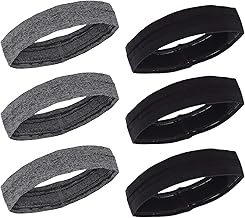 Pamase 6pcs Non Slip Silicone Headbands- Adjustable Workout Headbands Sweat Wicking Hair Bands for Sports Yoga Running Fitness Exercise Gym Athletics for Men Women Sportslovers (Black& Grey)