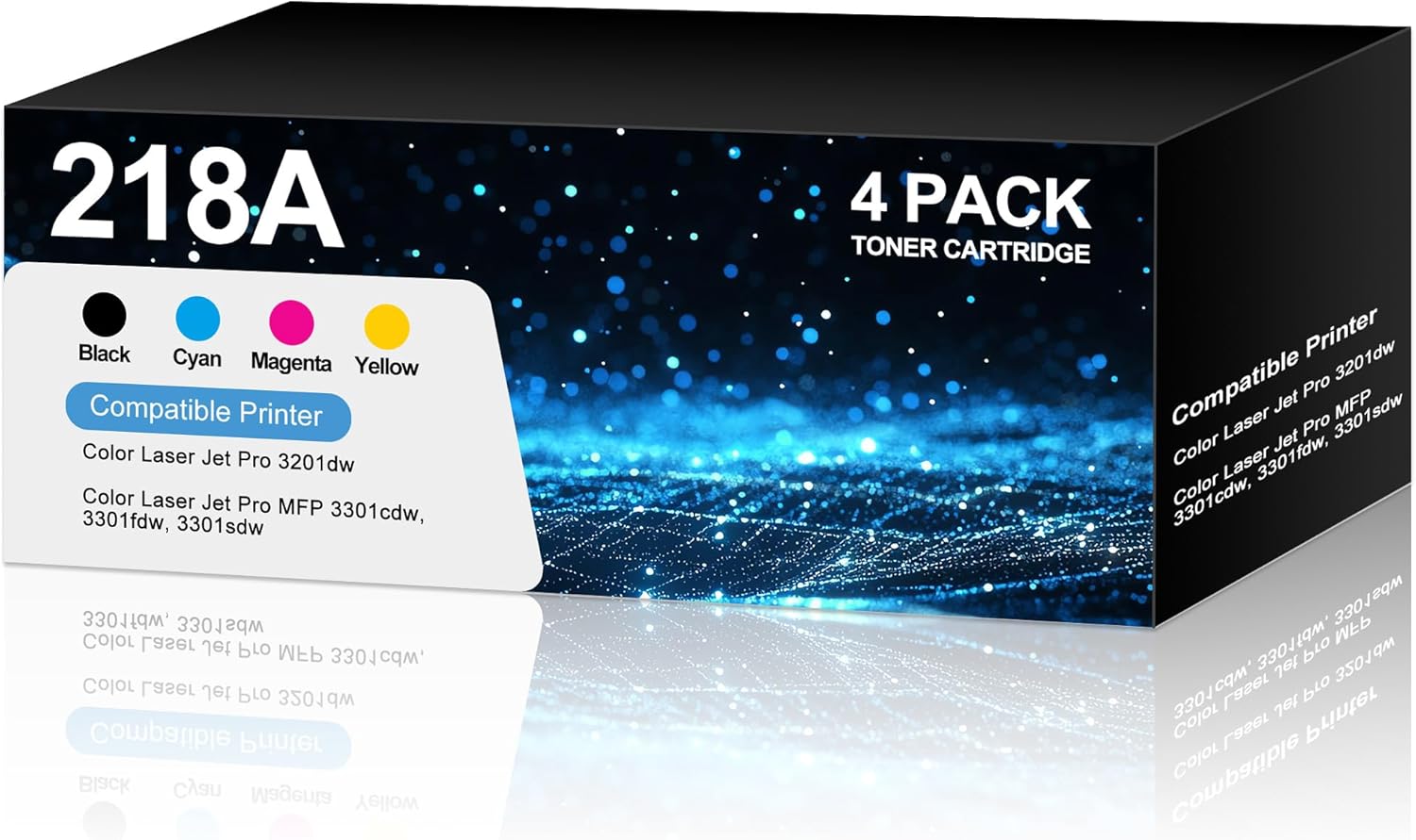 218A Toner Cartridges Compatible with HP 3301 Toner 218A 218X Color Laser Jet Pro MFP 3301fdw 3301cdw 3201dw 3301sdw Printer for HP 218A W2180A Ink Toner Cartridge 4Pack(Black Cyan Yellow Magenta)