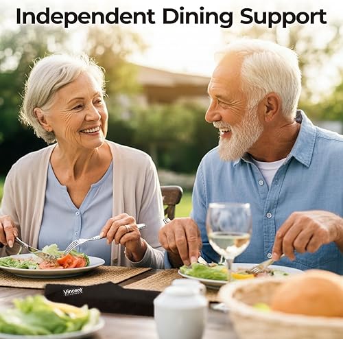 Miniatura 7 de Utensilios con peso para temblores y Parkinson, juego de cubiertos de acero inoxidable pesado, cubiertos de alimentación adaptables que ayudan a